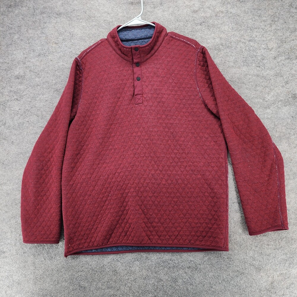 Marine Layer Pullover Mens XL Reversible Quilted Red Blue Long Sleeve